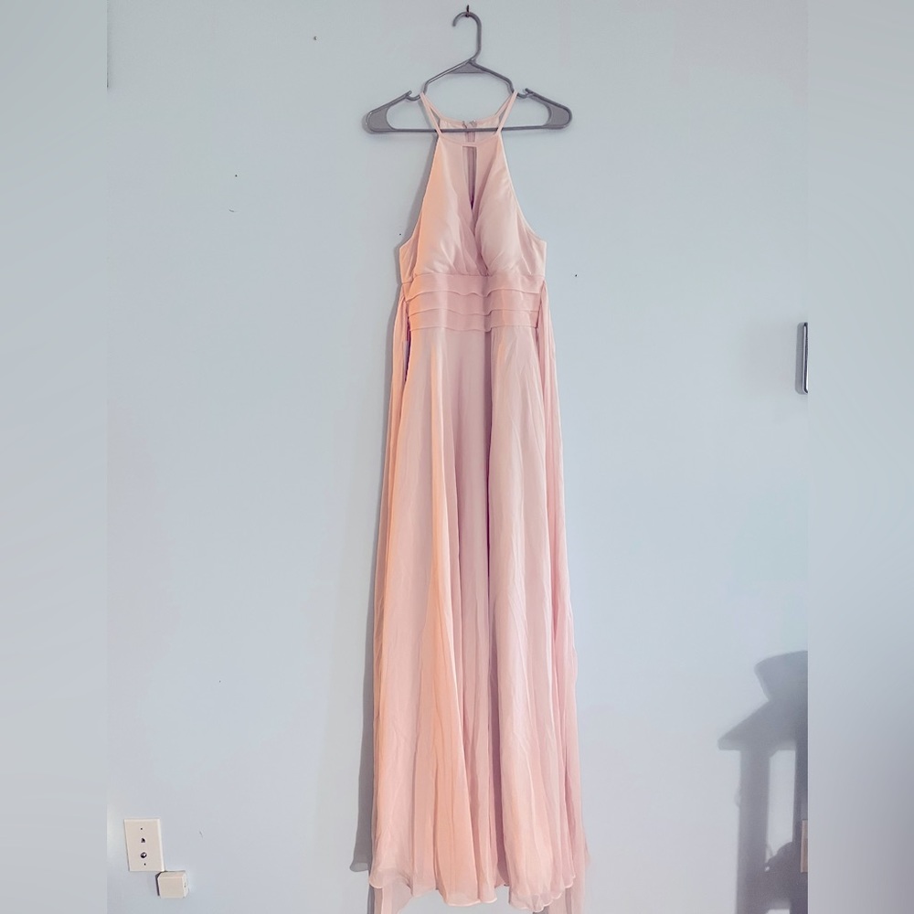 Azazie Maylee Size 8, bridesmaids dress, blushing pink